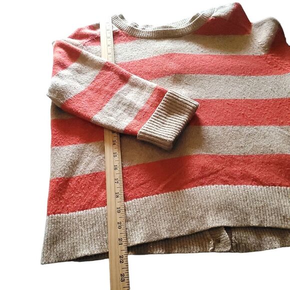Lands End Canvas Button Back Sweater Cotton Wool Blend Red Stripe 3/4 Sleeve S - Picture 9 of 10